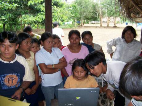 Fotovoltaic solar energy used for community computers in the provinces Morona Santiago and Pastaza Amazon Region Ecuador South America