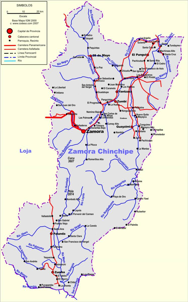Mapa Map Landkarte Zamora Chinchipe